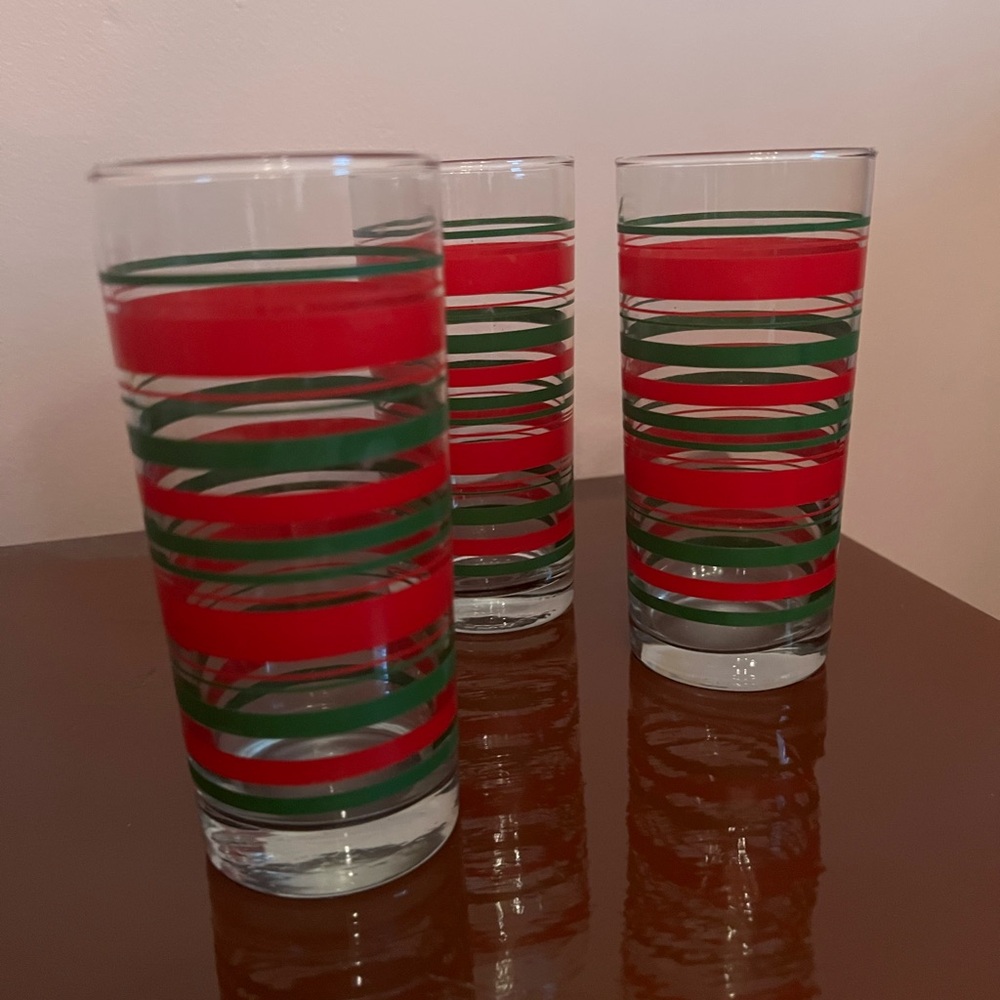Pier 1 Festive Striped Glass Tumblers